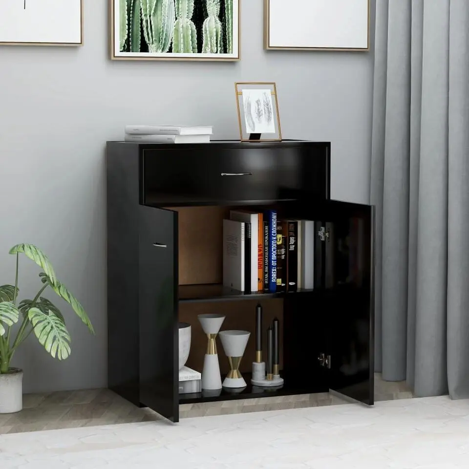 vidaXL - Dressoir - Zwart - Bewerkt hout