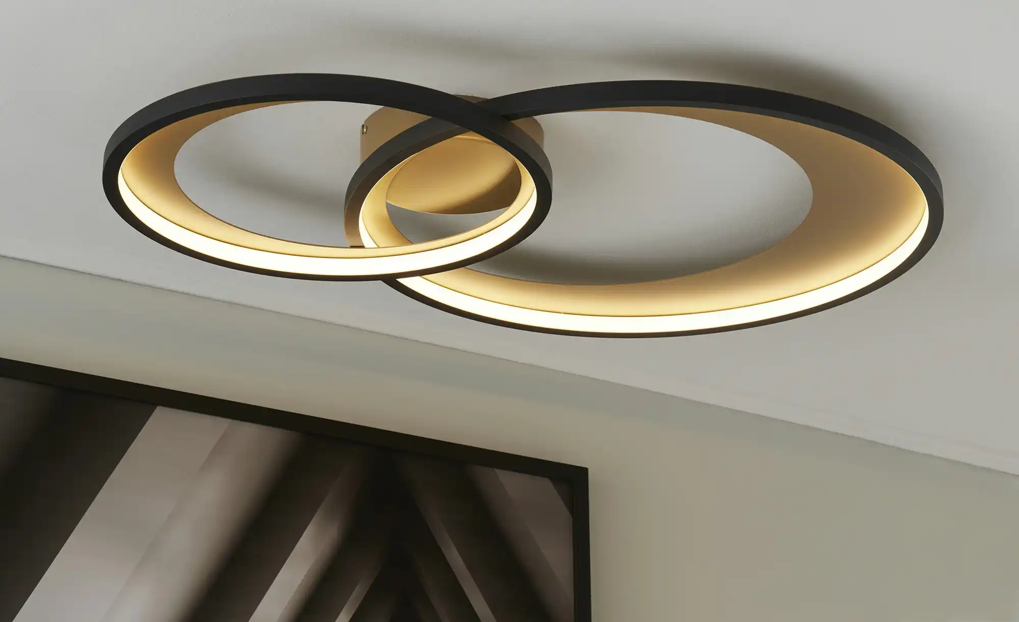 Trio LED-Deckenleuchte, schwarz/ gold ´groß´