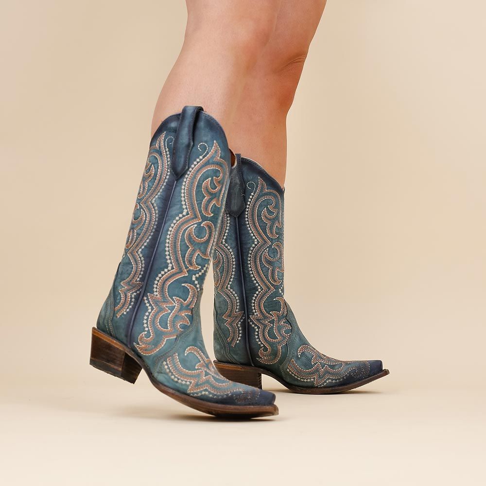 Corral cowboyboots L5869 blauw embroidery