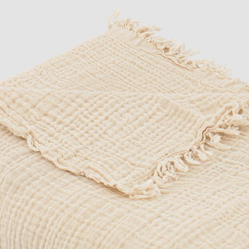 Plaid 'Idylle' gaze de coton écru