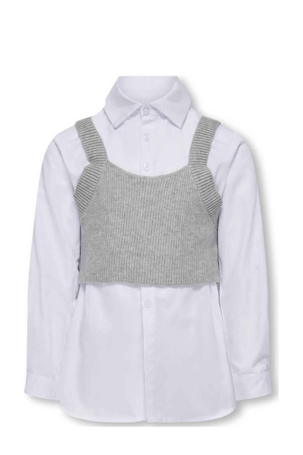 ONLY blouse met cropped spencer KOGZOE wit/grijs