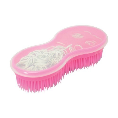 Kit completo para trançar crinas de cavalo com escova, rosa/branco.