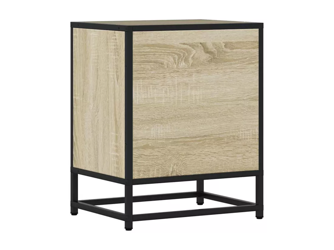 Tables de chevet 2 pcs chêne sonoma bois d'ingénierie et métal