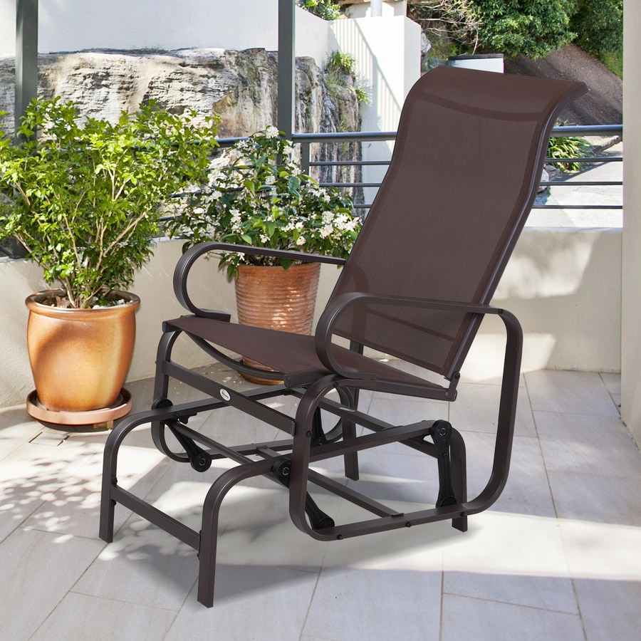 Outsunny Schaukelstuhl mit Ergonomischer Form braun