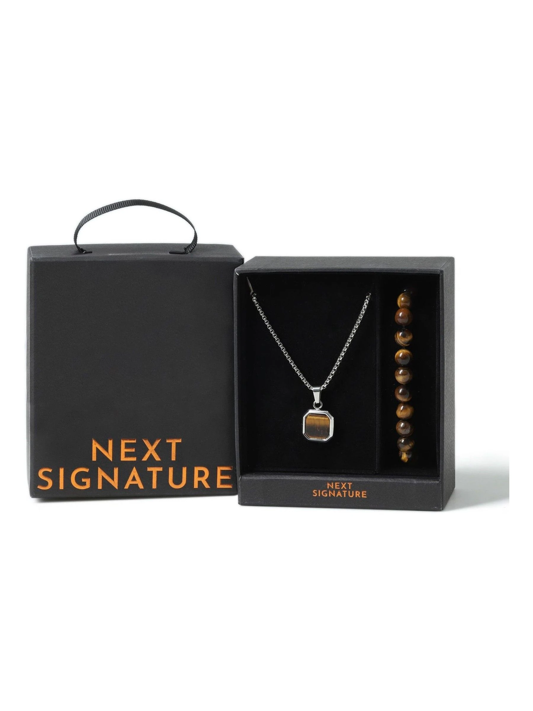 Stainless Steel and Tigers Necklace and Bracelet Gift Set