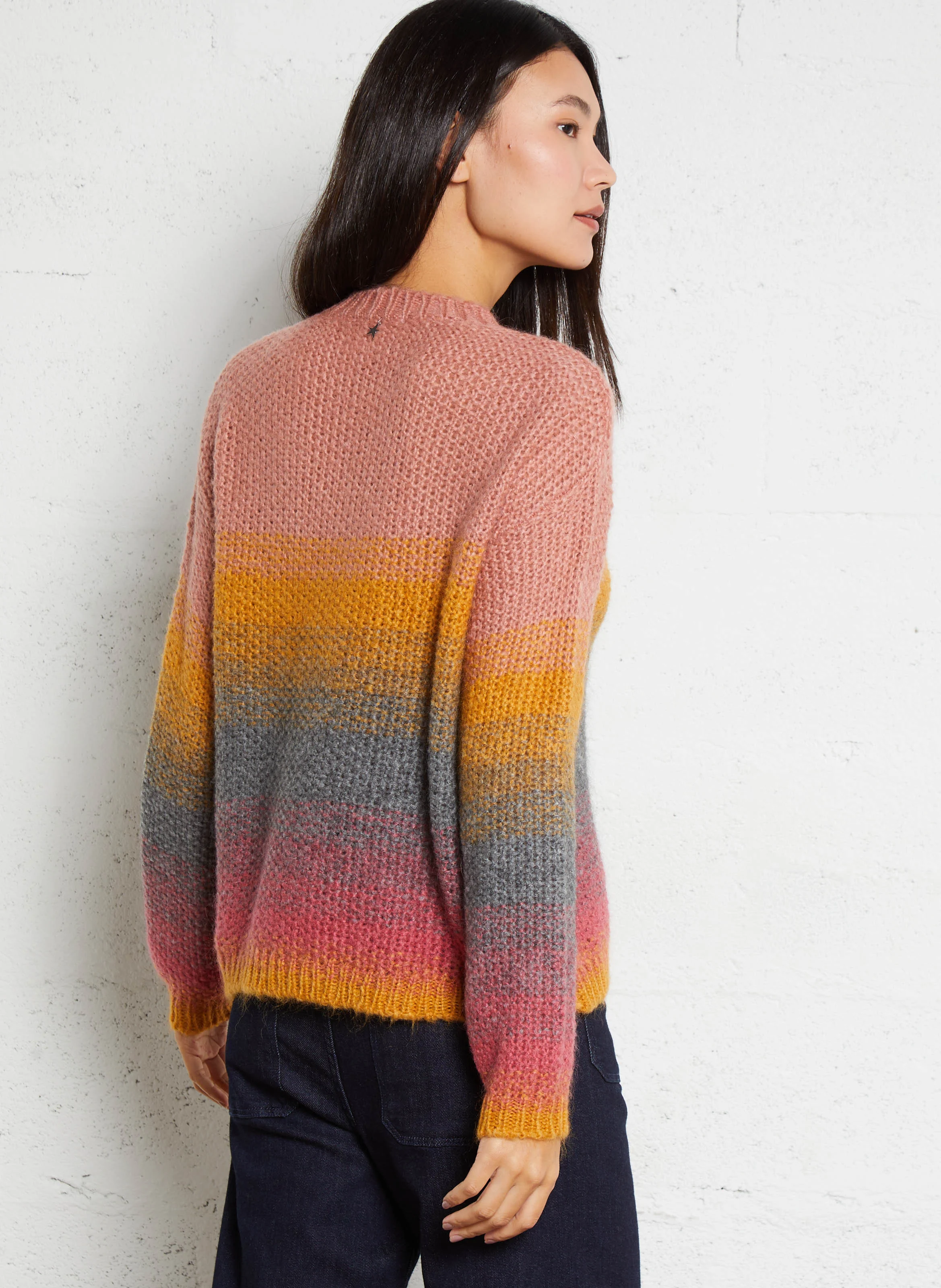 MALILI - Pull droit en maille dégradée| Rose