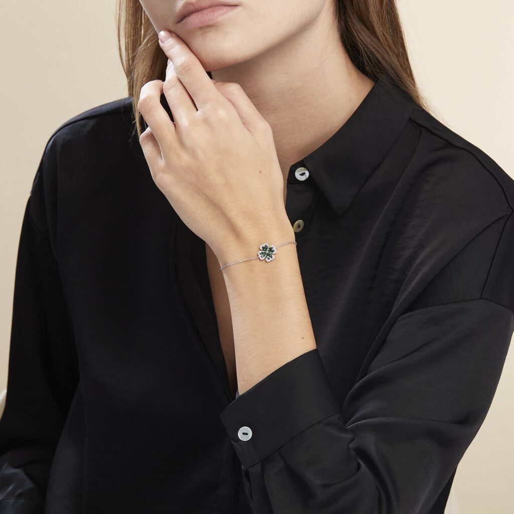 Bracelet Argent Blanc Deryn Verre Oxydes De Zirconium