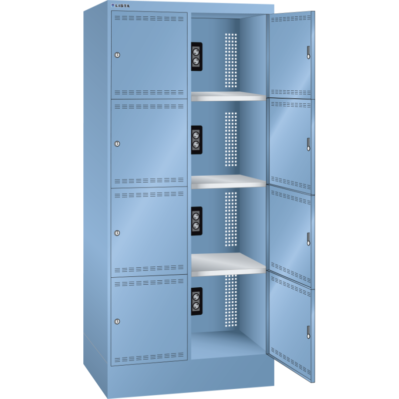 Lista - Armoire à casier avec prises électriques - H 179,5 x L 81 x P 58,5 cm - 8 cases