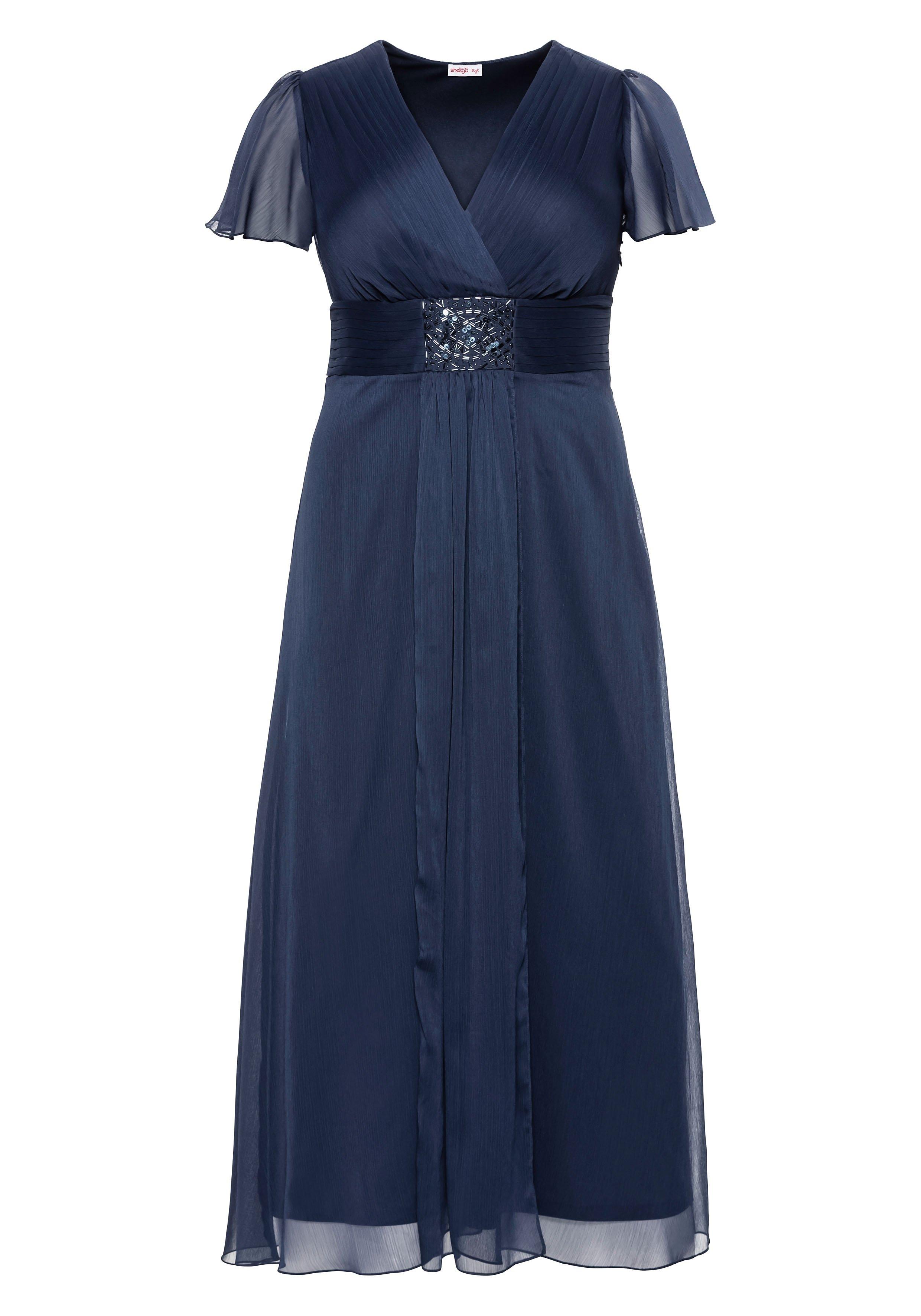 Abendkleid mit Schmuckbrosche, in A-Linie