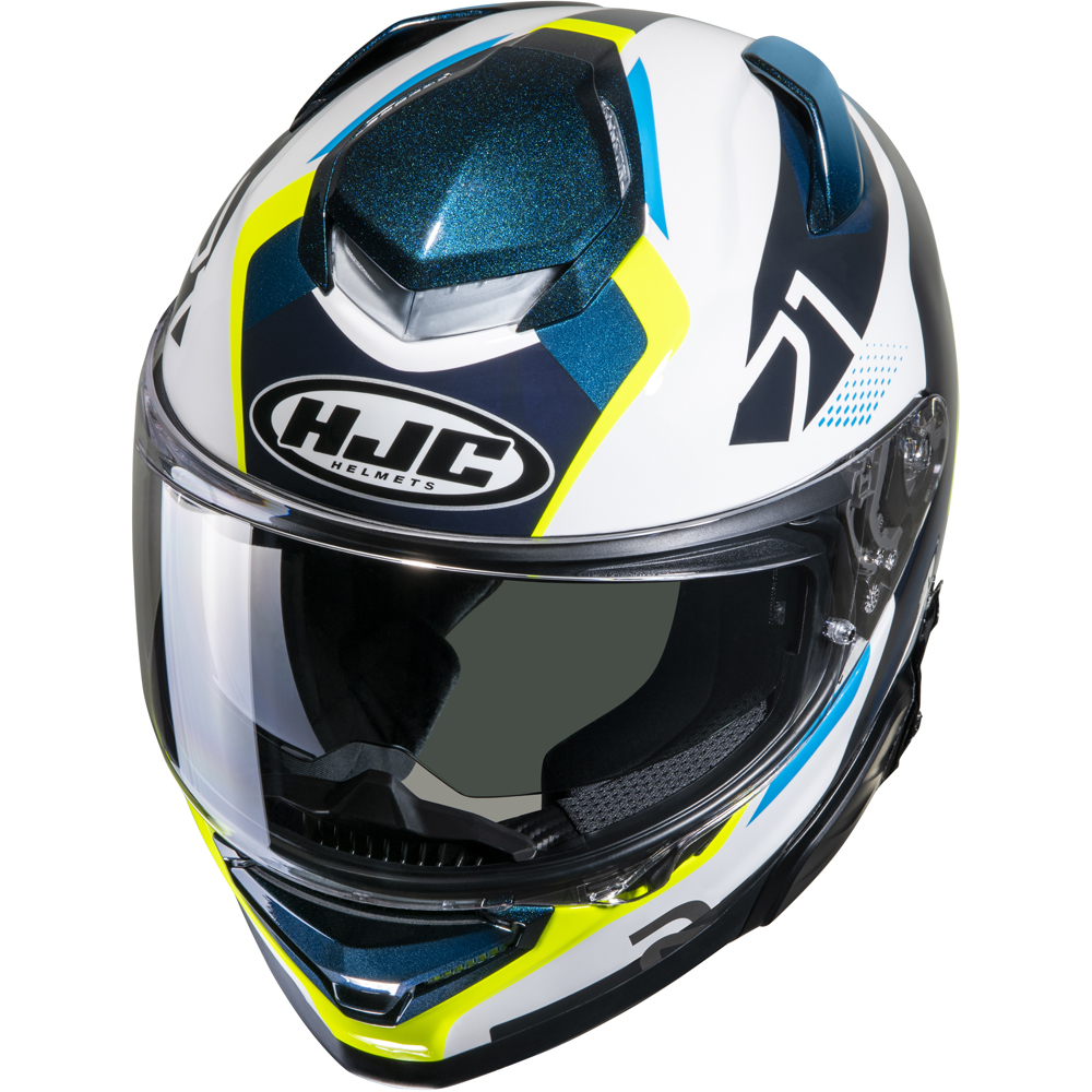 HJC - Casque RPHA 71 Hapel MC3H / Blanc / Bleu / Jaune fluo