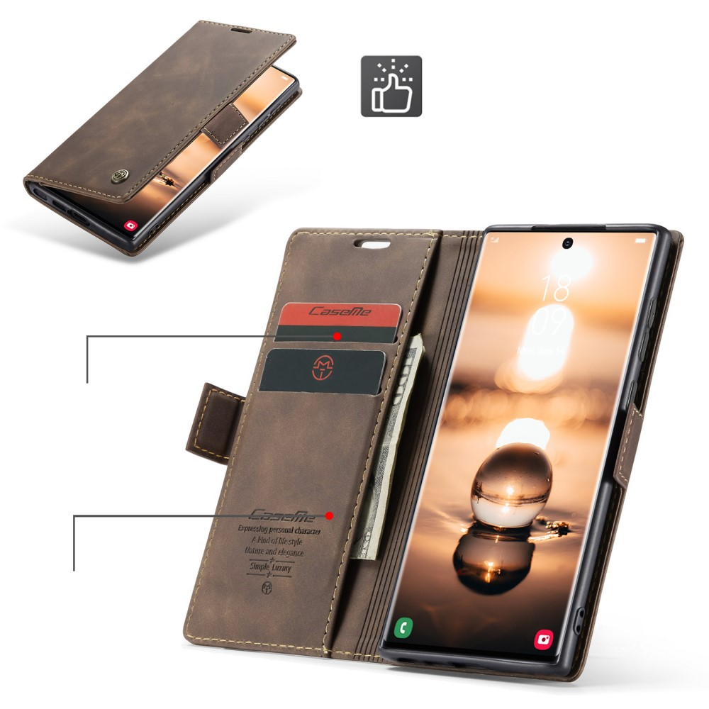 Samsung Galaxy S23 Ultra 5G Leder Tasche Flip Wallet Etui mit Kartenfächern - Dunkelbraun