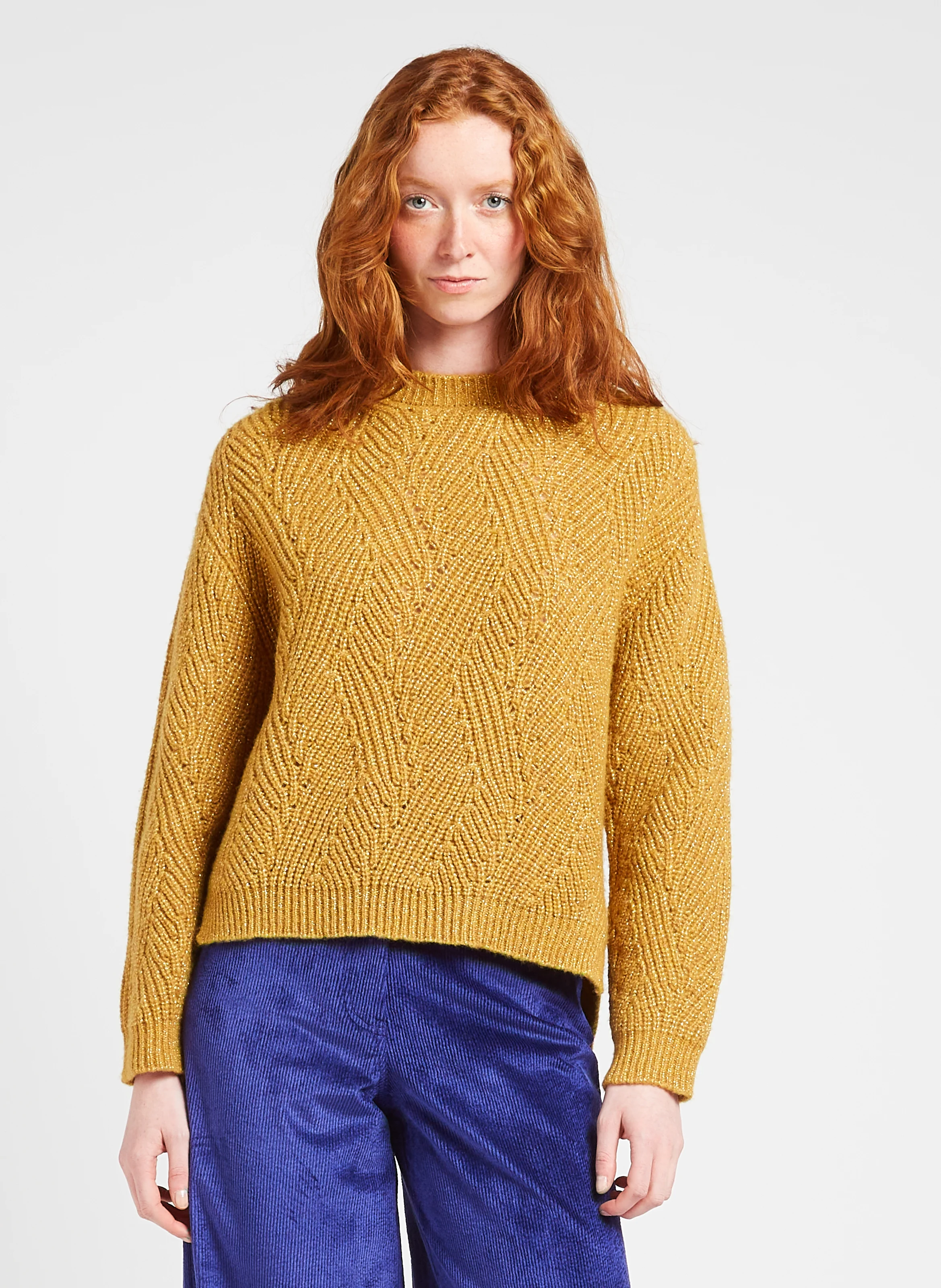OITA - Pull grosse maille en laine mélangée| Jaune