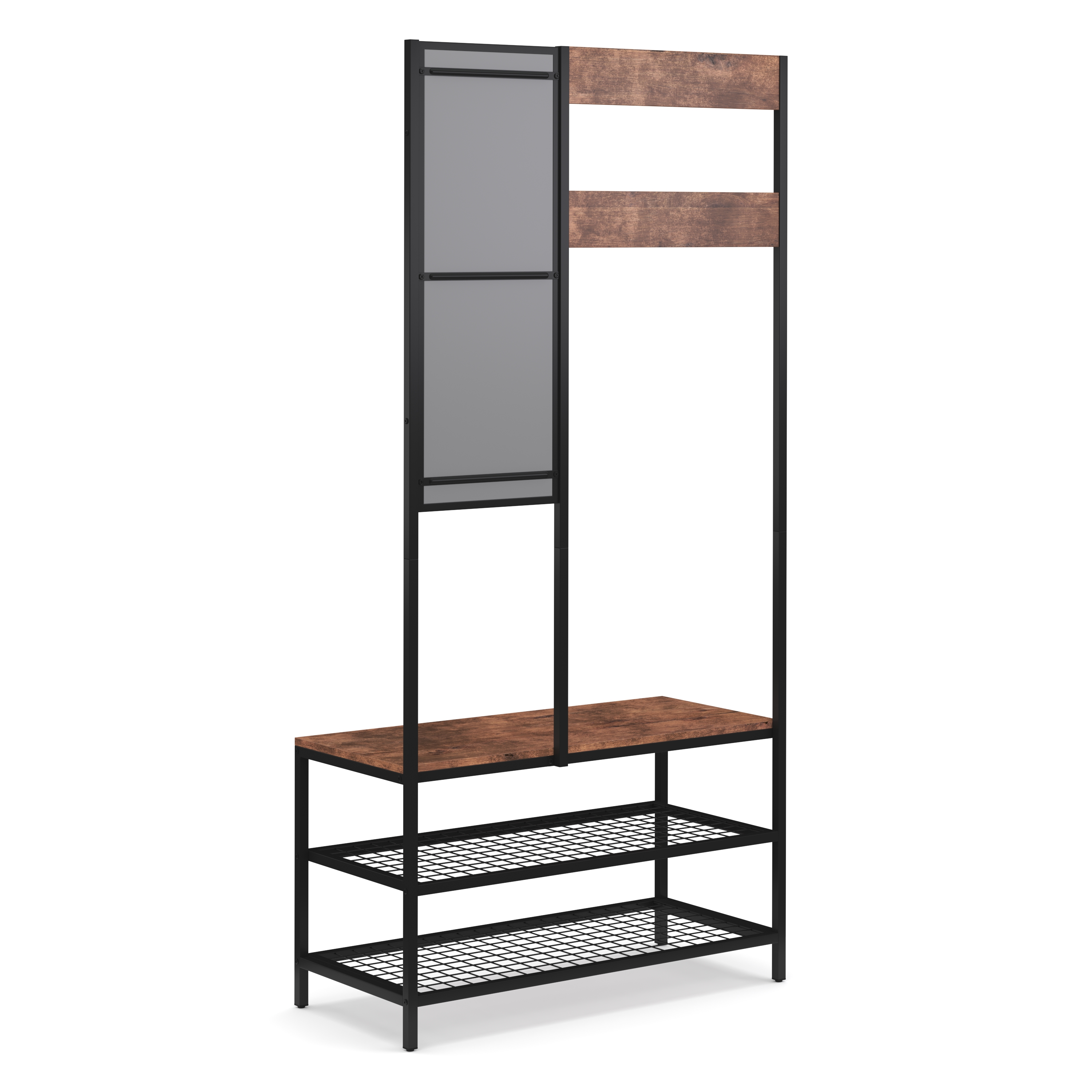 Garderobe Schuhregal mit Spiegel Vintage BONITA 90 x 185 cm
