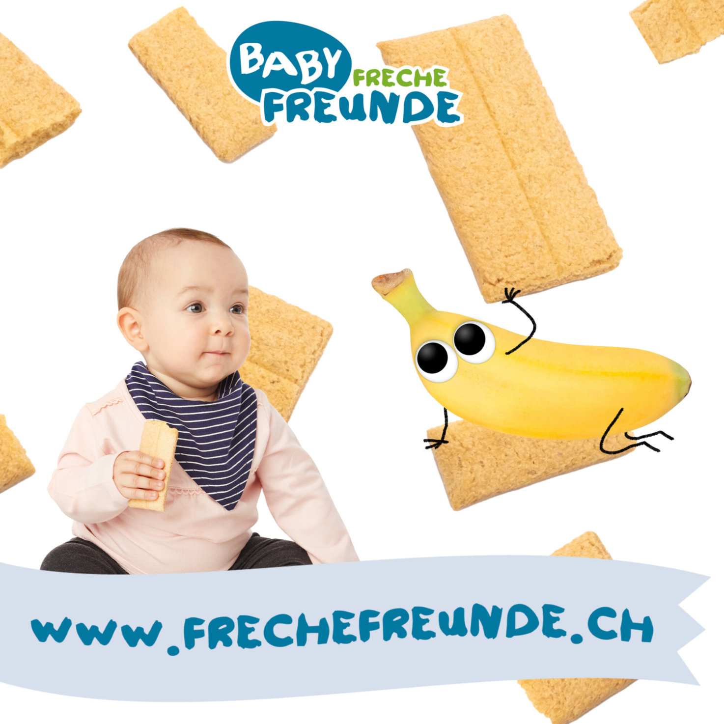 Freche Freunde Bio Knusper-Schnitte Banane & Kürbis 8+ Monate