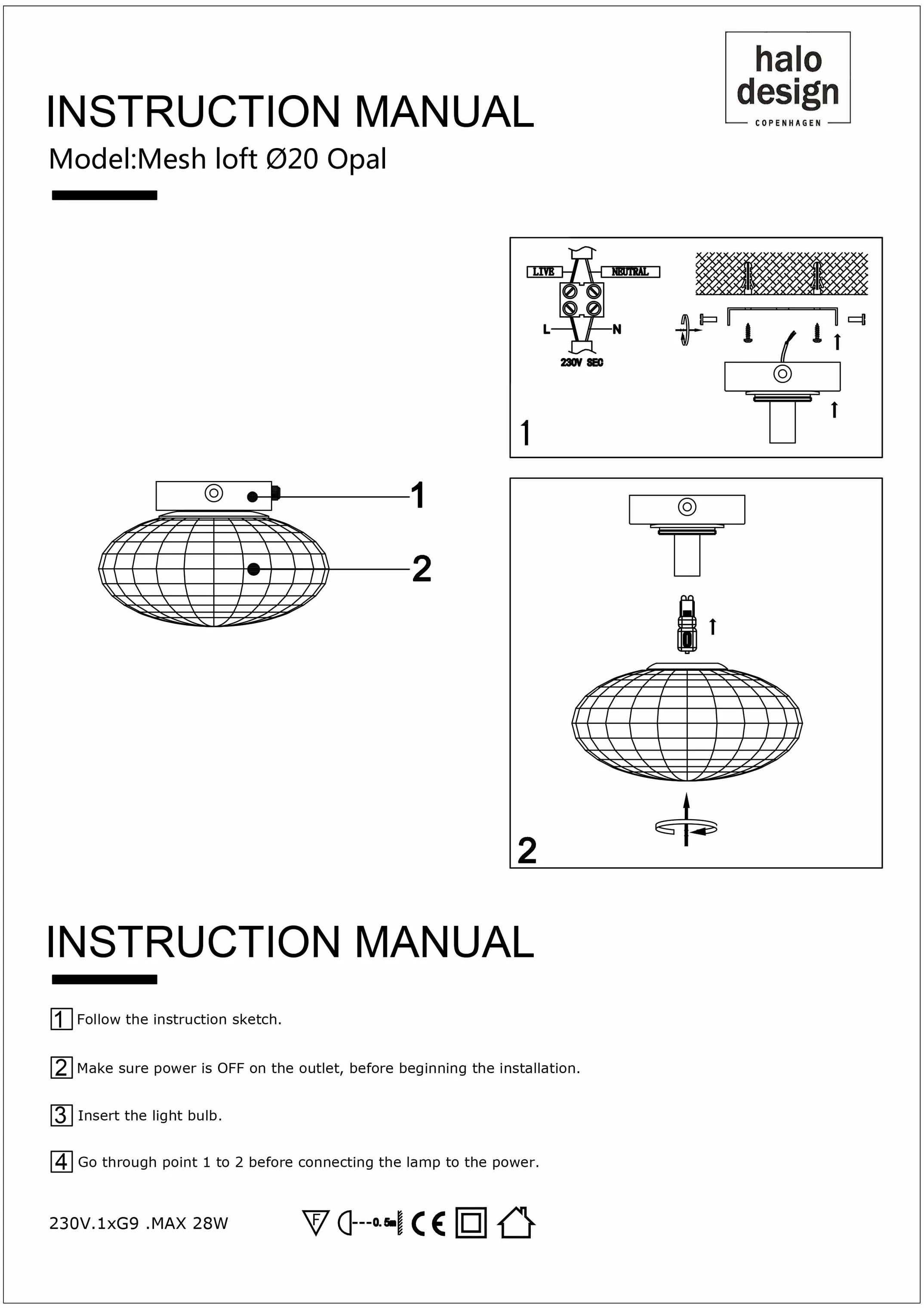 Halo Design Mesh Loftlampe