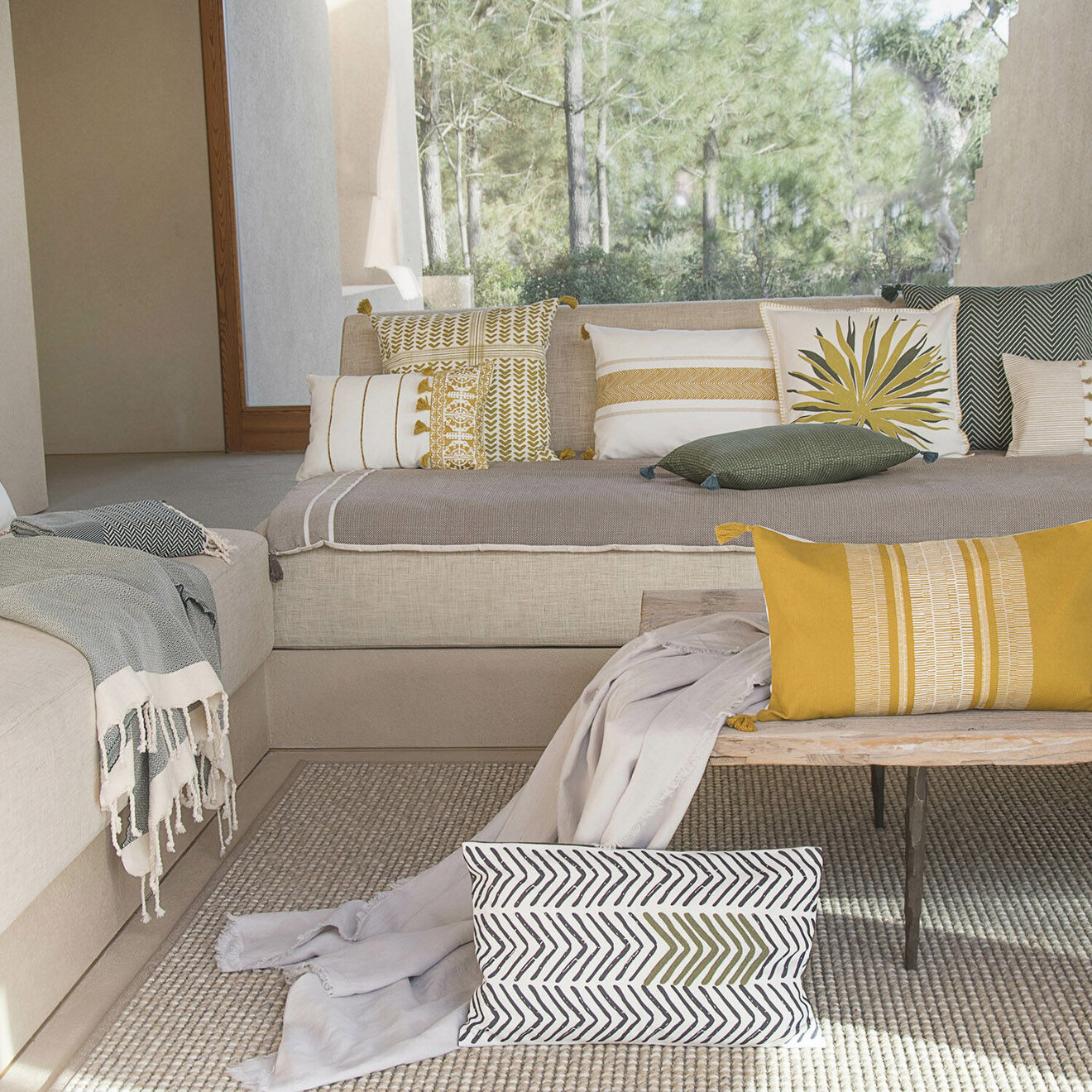 Febronie Housse de coussin Alentejo moutarde - 60x40 cm