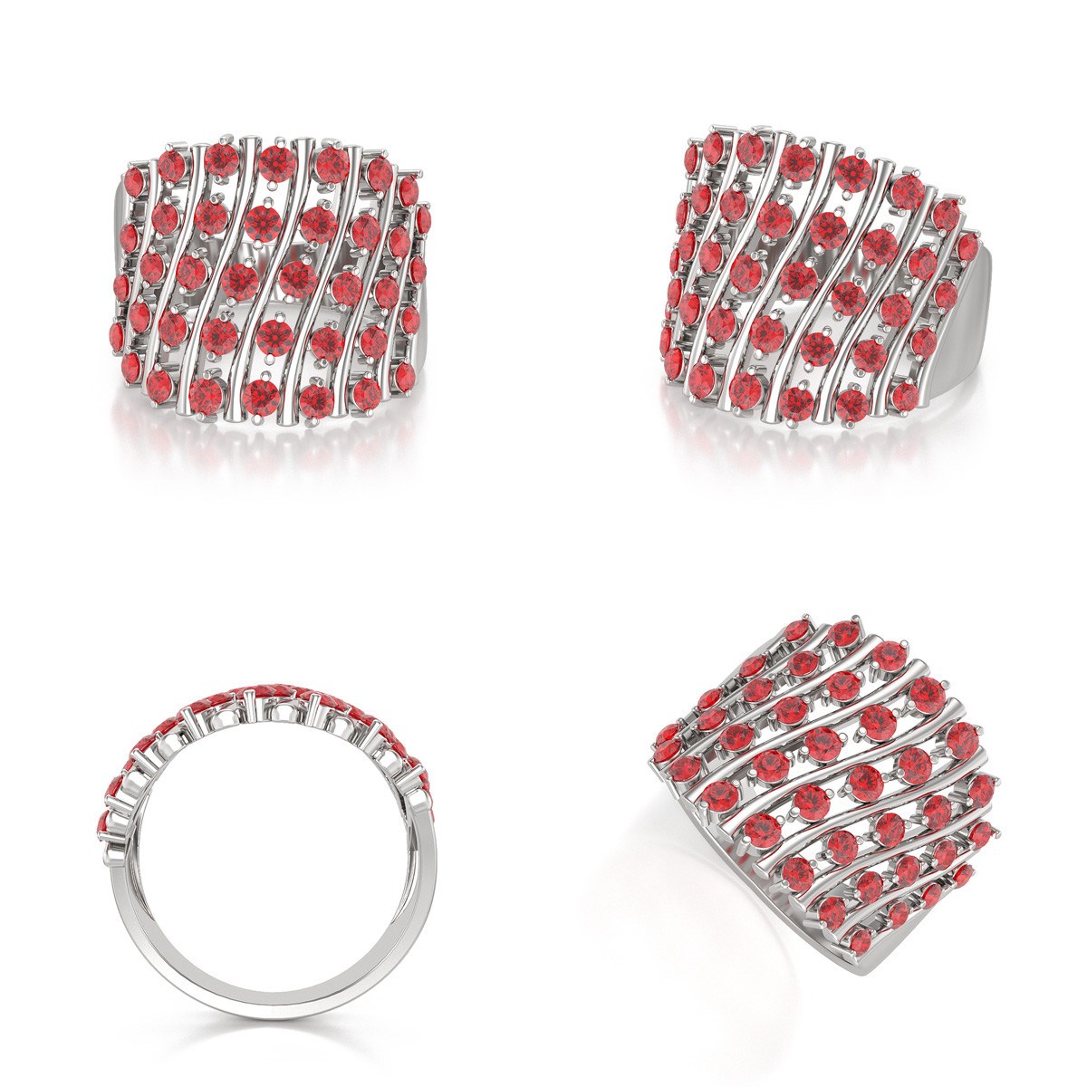 Bague ADEN ADEN Or 585 585 Blanc Rubis 6.92grs