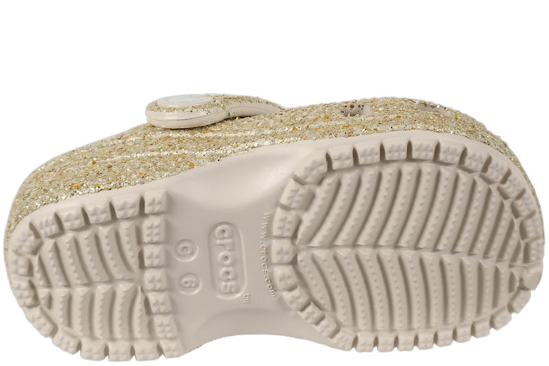 CROCS CLASSIC CHUNKY GLITTER CLOGS I BEIGE GUMMI MED GLIMMER