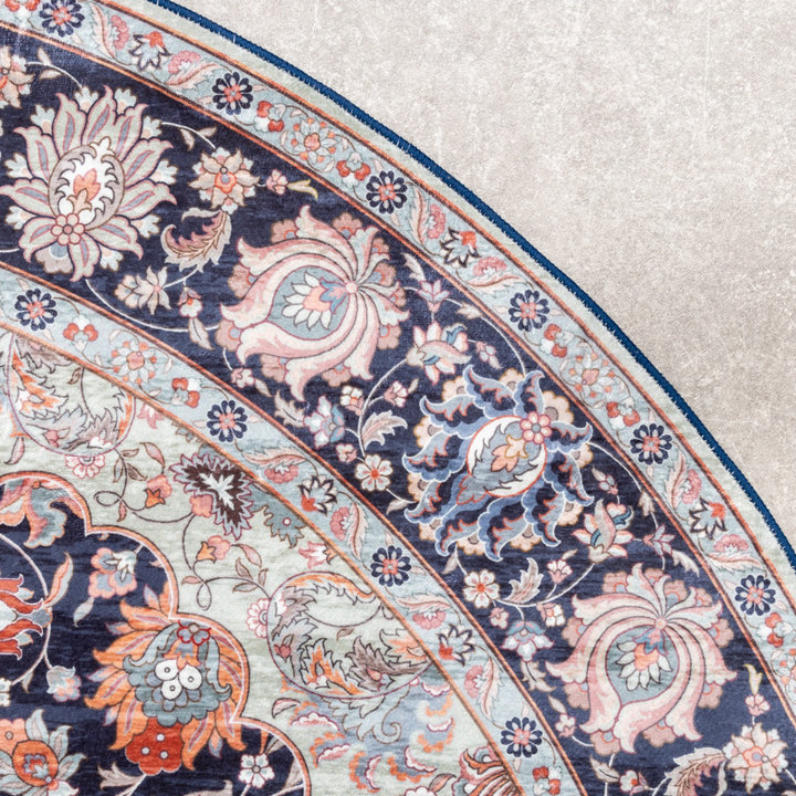 Rond vintage vloerkleed - Imagine Medaillon Blauw | Rijk