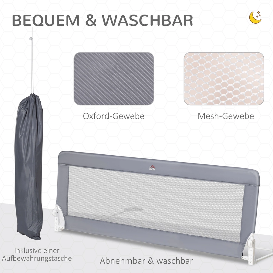 HOMCOM Bettgitter mit Schutzanker grau