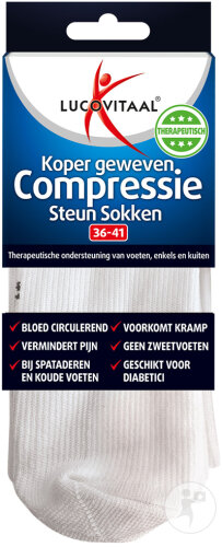 Lucovitaal Chaussette De Compression En Cuivre 36-41 Blanc 1 Paire
