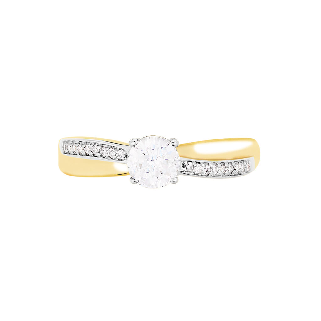 Bague Solitaire Raska Or Jaune Oxyde De Zirconium