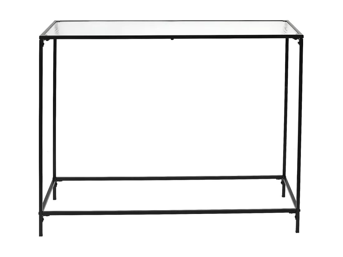 GLASSI - Console Noire Plateau en Verre Texturé