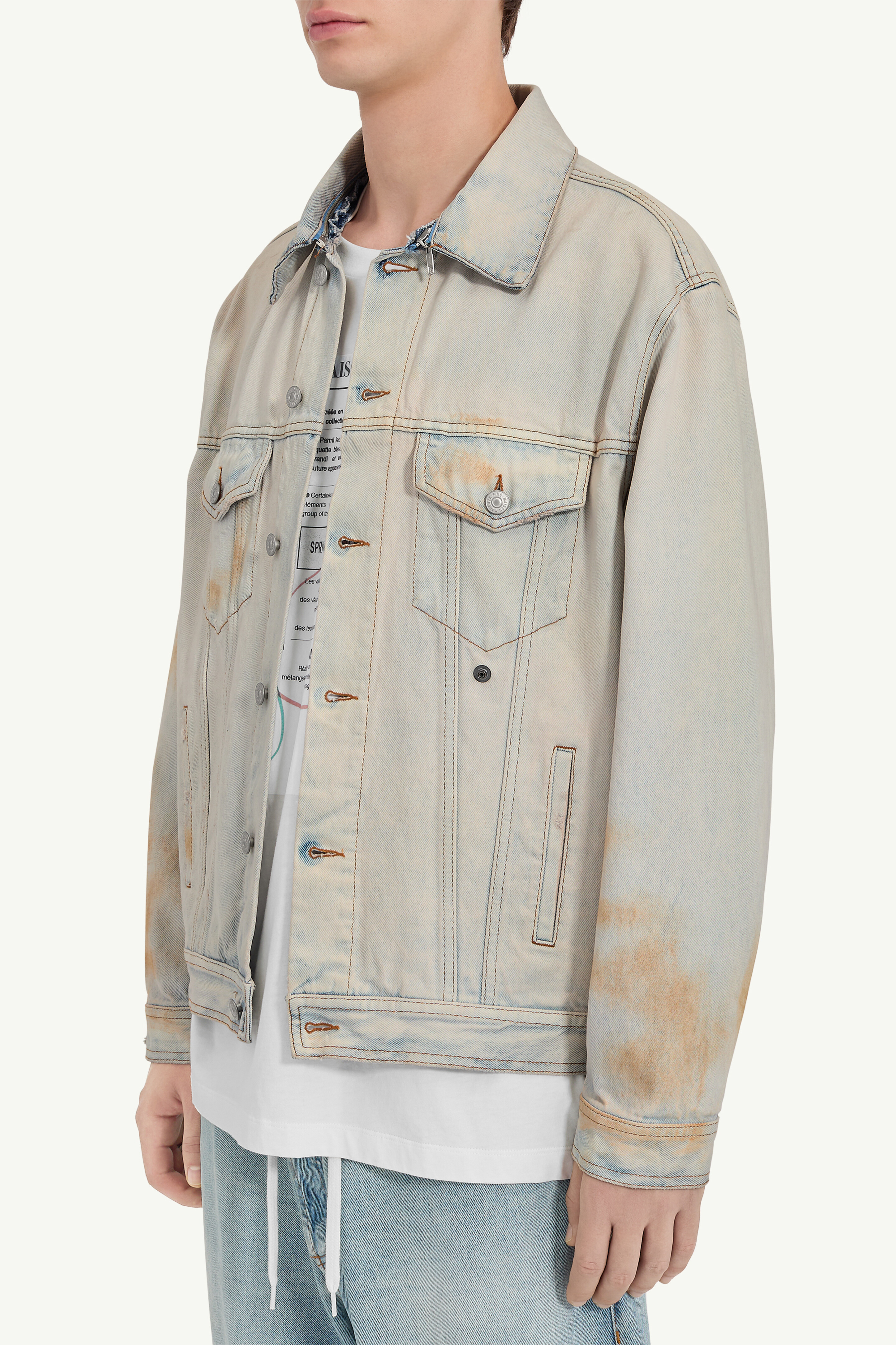 Veste en denim effet usé