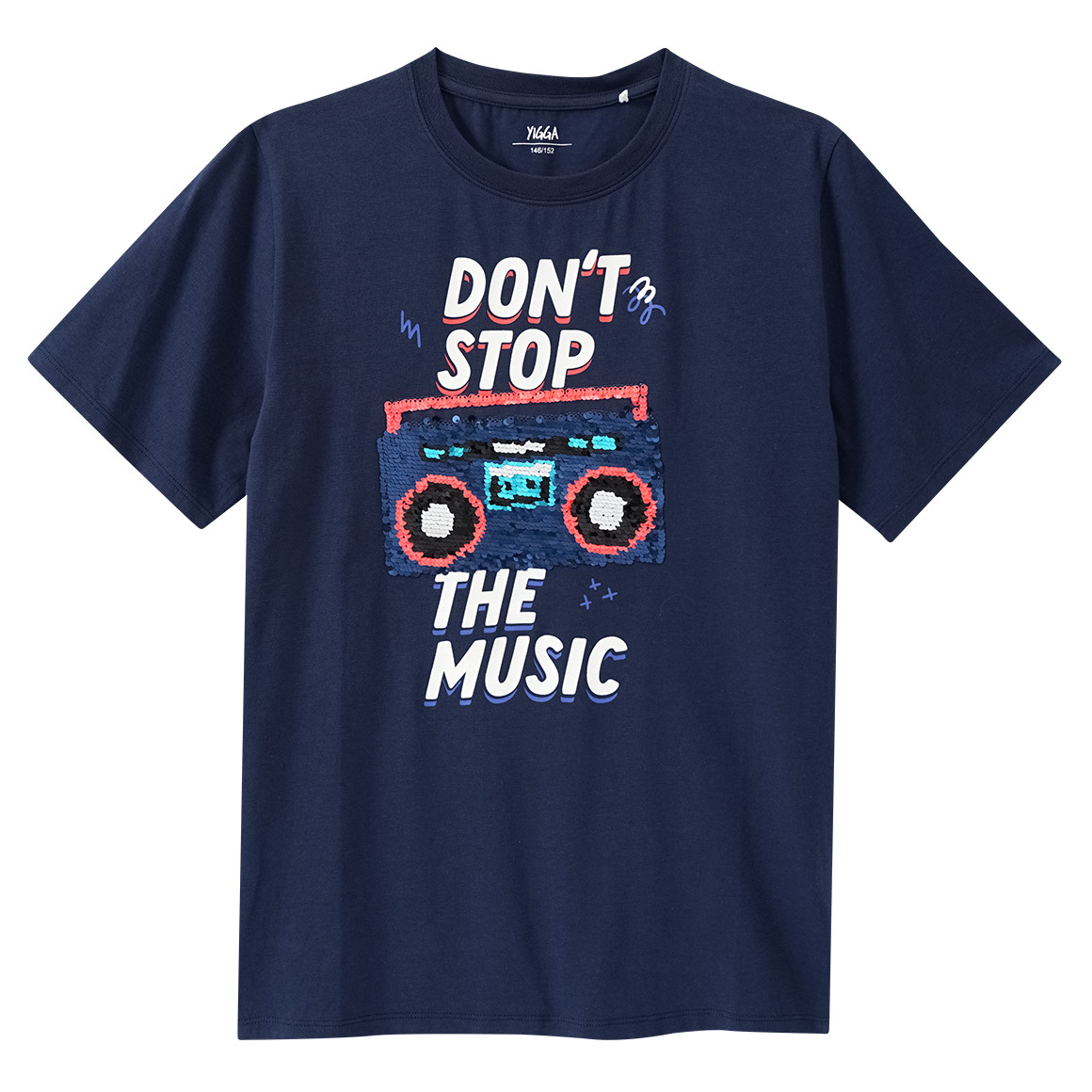 Yigga Jungen T-Shirt mit Wendepailletten dunkelblau