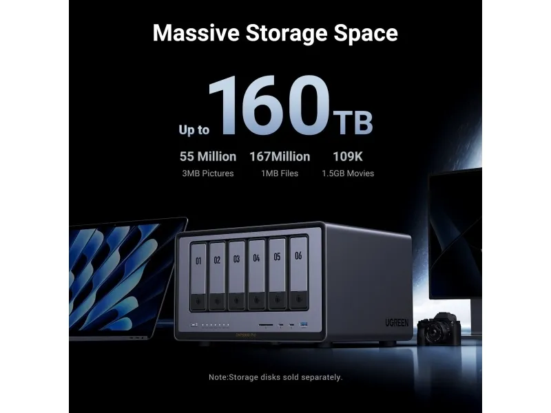 Ugreen NASync DXP6800 Pro, NAS, Kompakt, Intel® Core™ i5, i5-1235U, 8 GB, DDR5