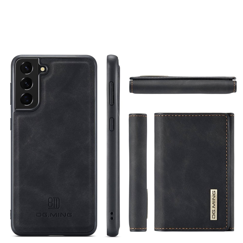 2in1 Samsung Galaxy S23 5G Leder Hülle Wallet   Magnetisches Kreditkartenfach - Schwarz