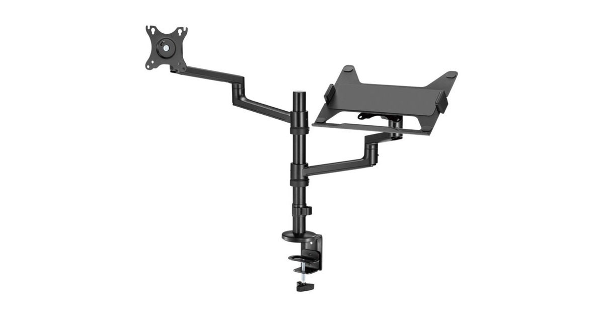 goobayDeluxe Monitor Mount met Laptop Arm, 17 tot 32 inch monitorarm  (Zwart)