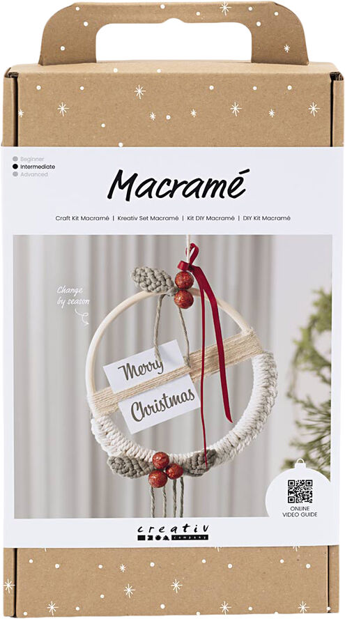 Creativ Company DIY Kit Macramé, Julekrans, mos grøn