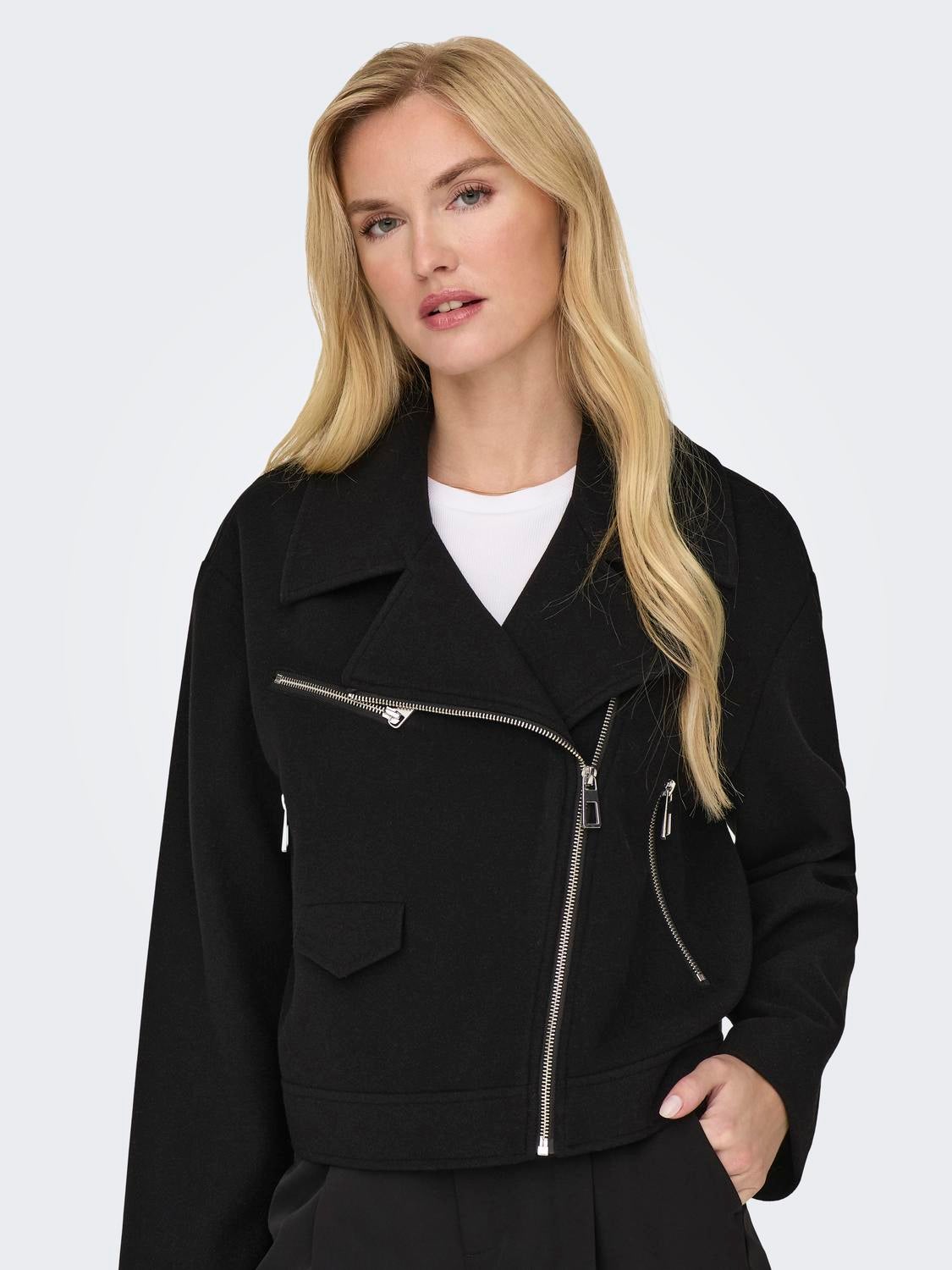 ONLNANCY Bikerjacke in Lederoptik Black