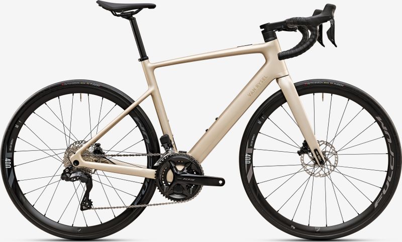 Elektrische racefiets carbon e-edr cf mahle x20 shimano 105 di2 beige