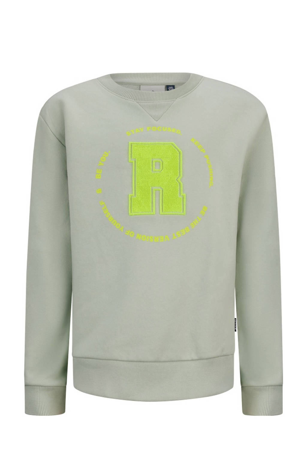 Retour Jeans sweater Luuk met printopdruk zachtgroen