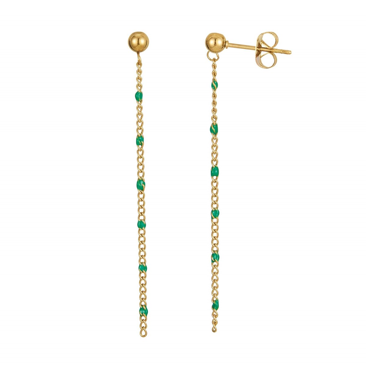 Boucles chaines perles vertes