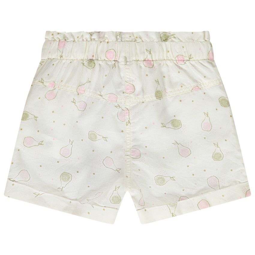 Short en lyocell imprimé poires pour bébé fille - Ecru