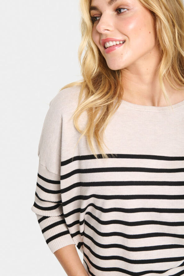 Saint Tropez MilaSZ R-neck St. Pullover Gray morn mila stripe