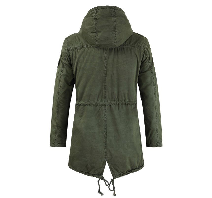 Aozora - Effen parka met capuchon en trekkoordtaille