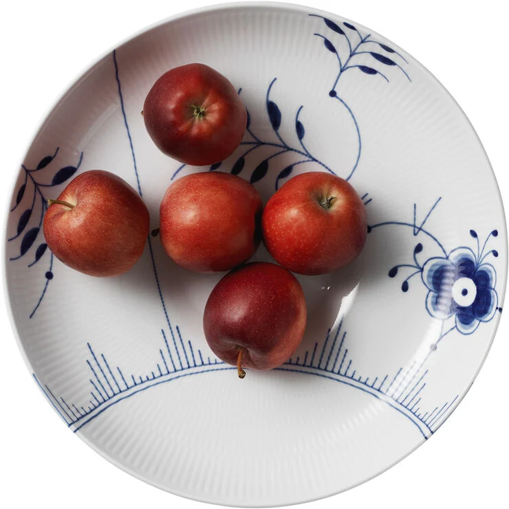 Royal Copenhagen Blå Mega Riflet 34 cm Fad Hvid