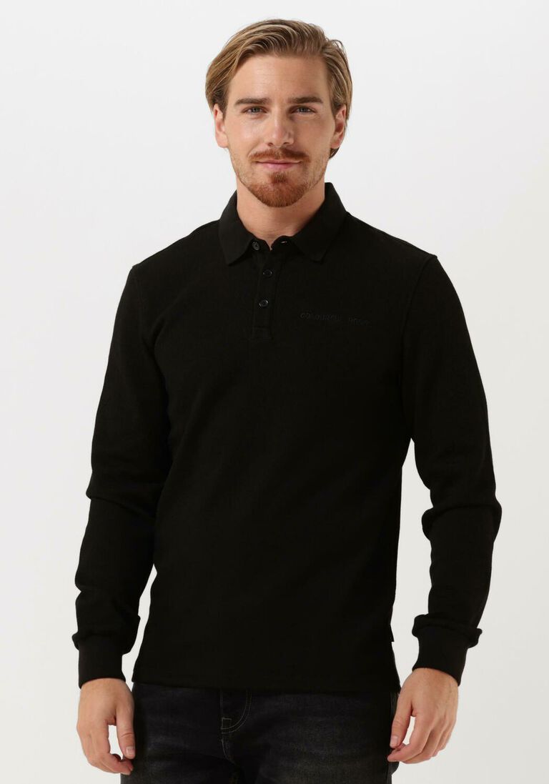 COLOURFUL REBEL zwarte colourful rebel polo uni structure polo longsleeve