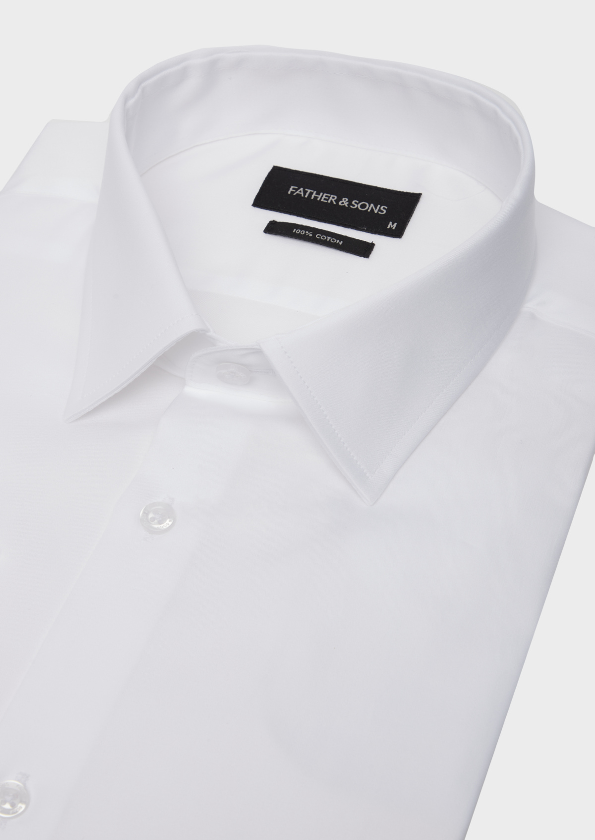 Chemise habillée Regular en satin de coton uni blanc