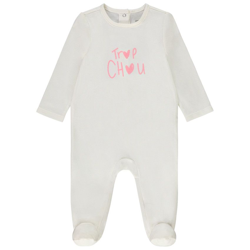 Dors-bien uni print fantaisie pour bébé fille - Ecru