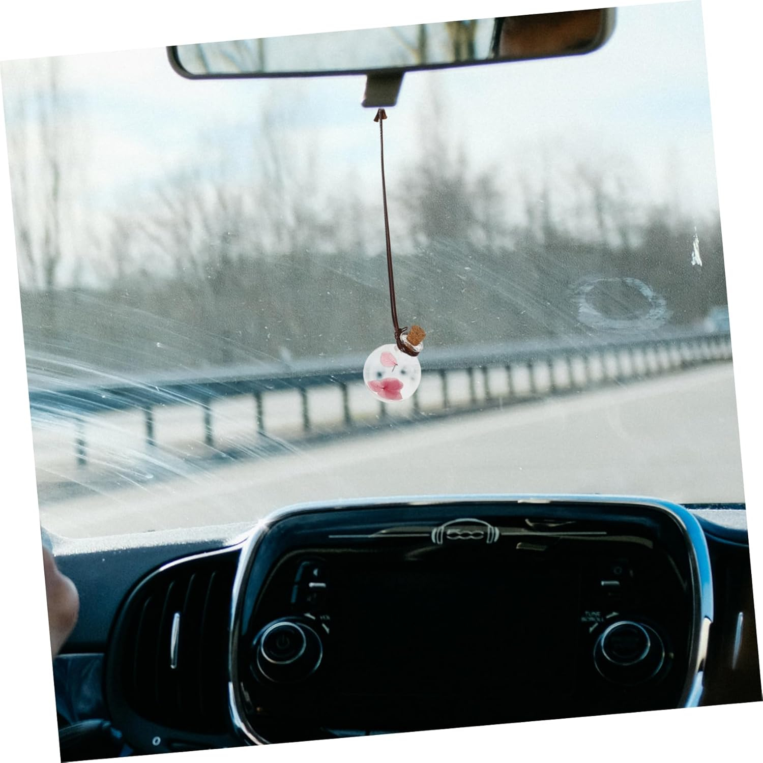 Auto Duft Befüllbarer Lufterfrischer Glasflasche KFZ Innenraum Anhänger Accessoire - Braun / Transparent