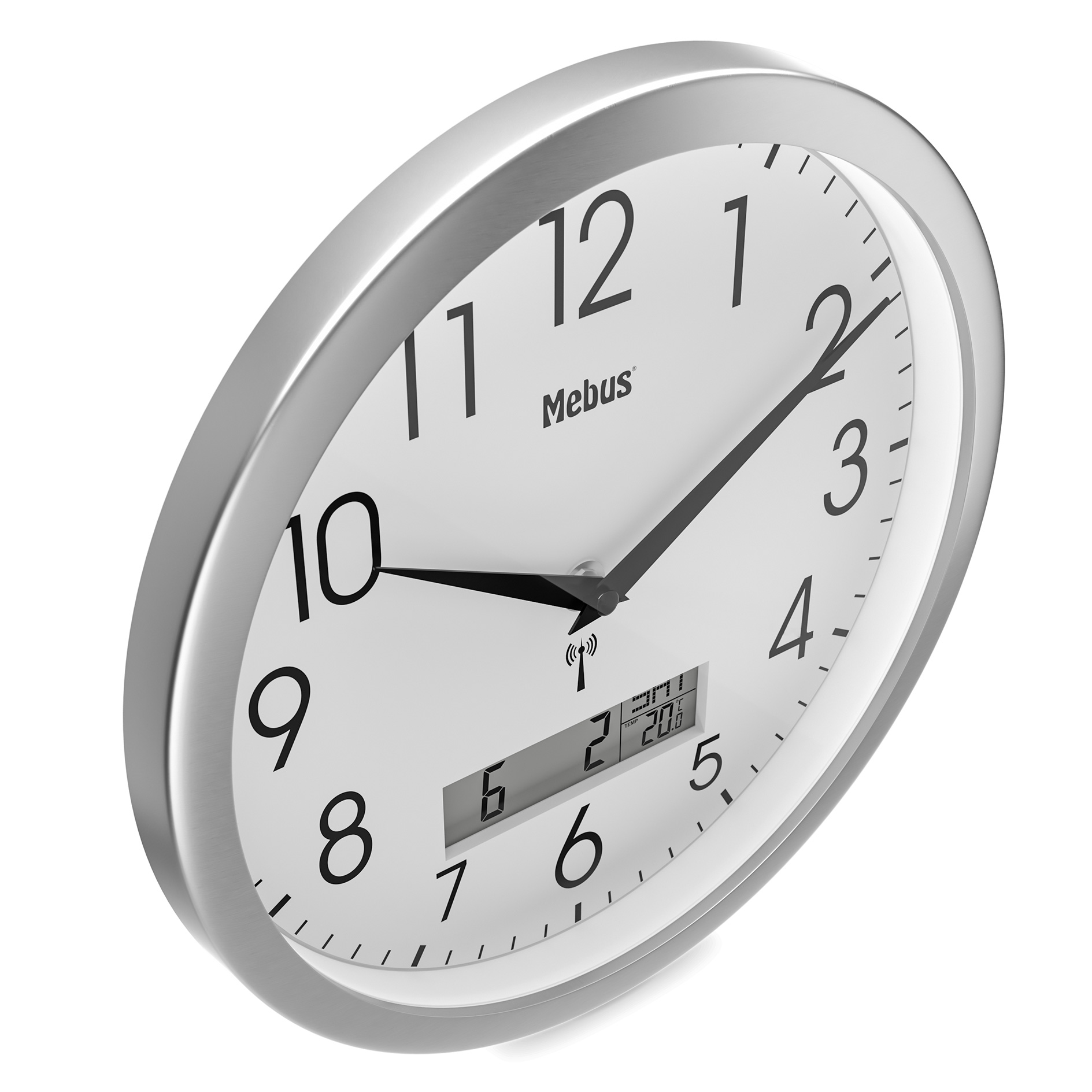 Funk-Wanduhr - weiß-silber - Ø 30 cm