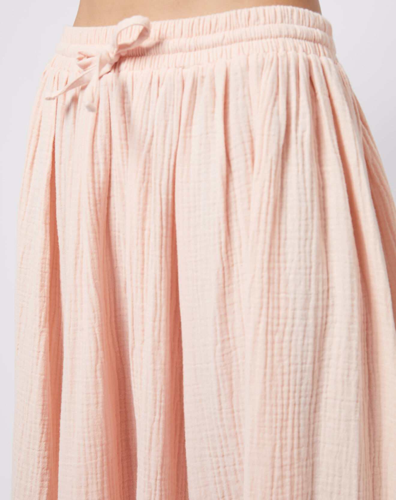 Esprit Jupe midi en Gaze de coton rose clair/pêche