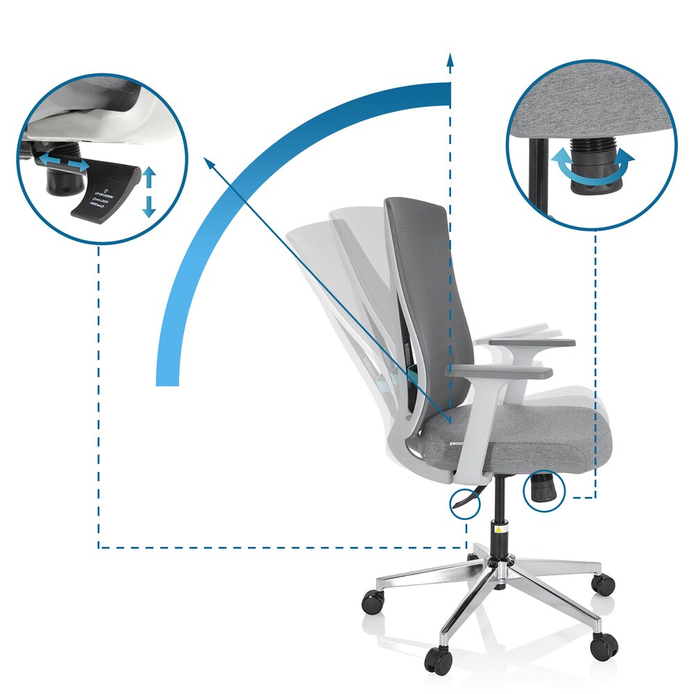 Profi Bürostuhl HALIFAX Stoff/Netzstoff mit Armlehnen hjh OFFICE