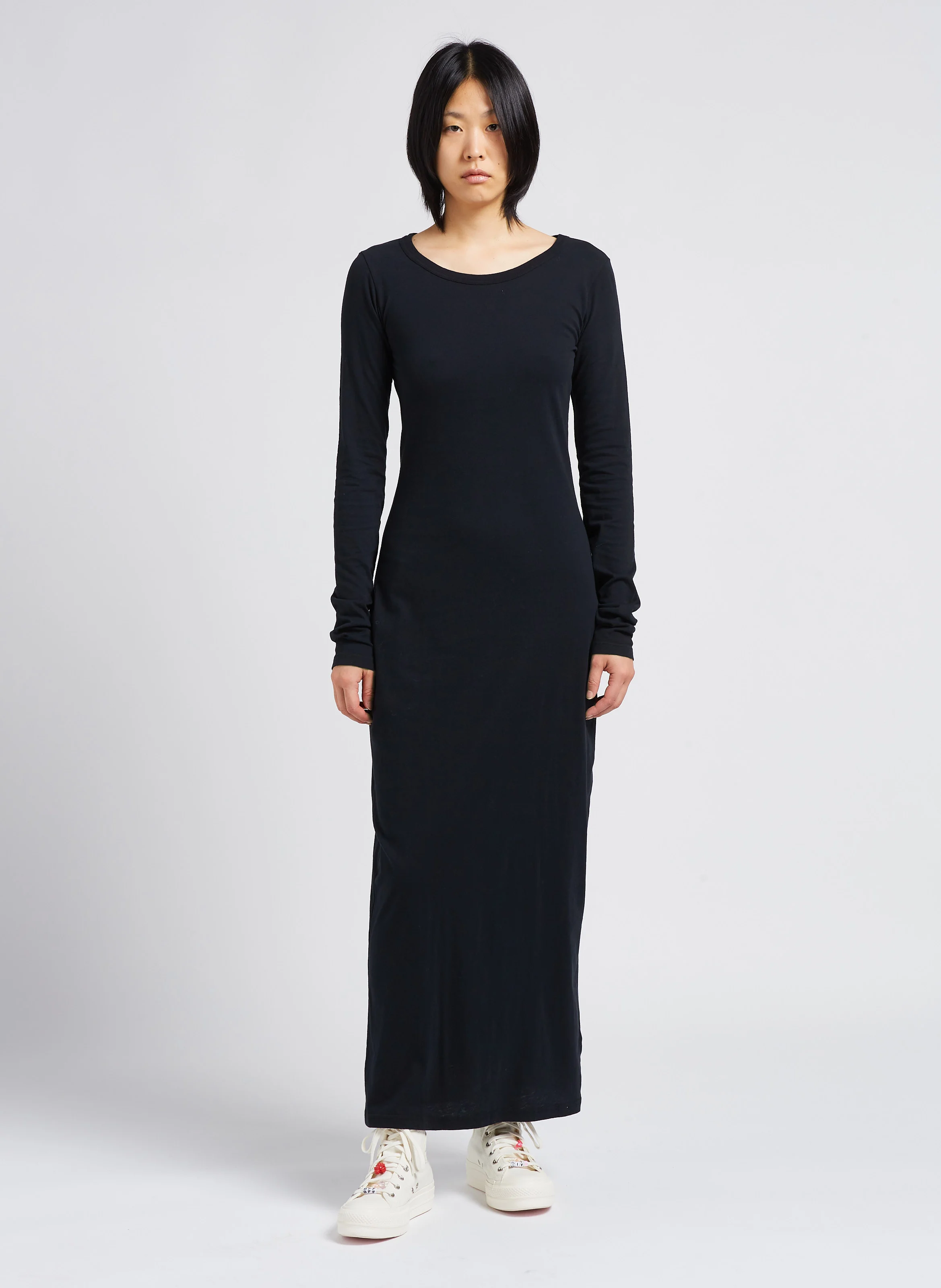 GAMIPY - Robe longue col rond en coton | Noir