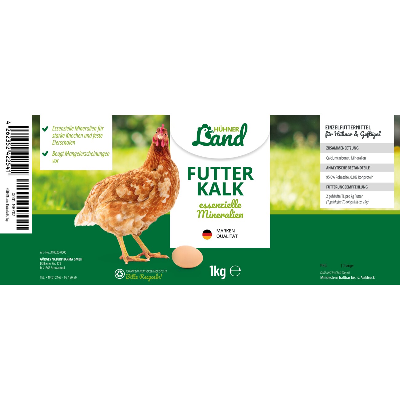 HÜHNER Land Futterkalk 1kg